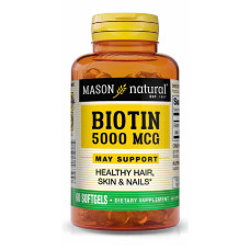 Биотин 5000 мкг, Biotin, Mason Natural, 60 гелевых капсул