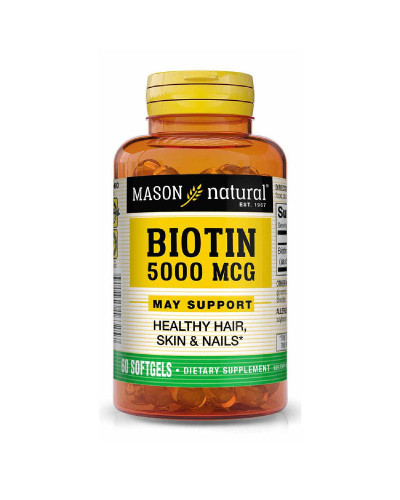 Біотин 5000 мкг, Biotin, Mason Natural, 60 гелевих капсул