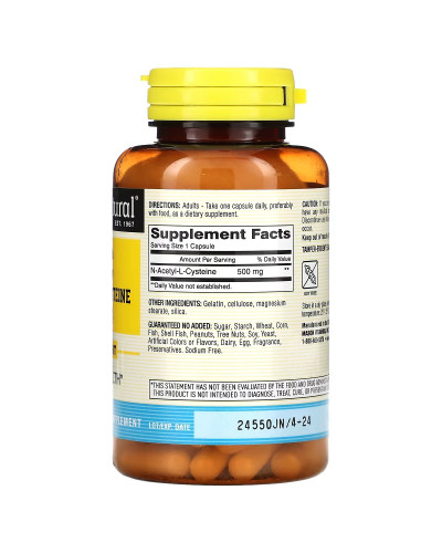 NAC N-ацетил L-цистеин, 500 мг, N-Acetyl L-Cysteine, Mason Natural, 60 капсул