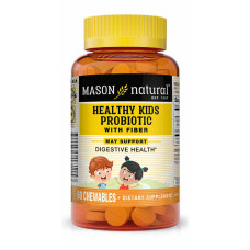 Пробиотик с клетчаткой для детей, Healthy Kids Probiotic With Fiber, Mason Natural, 60 жевательных таблеток
