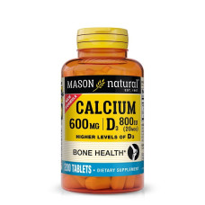 Кальций 600 мг с витамином D3 800 МЕ, Calcium 600 mg с Vitamin D3 800 IU, Mason Natural, 200 таблеток