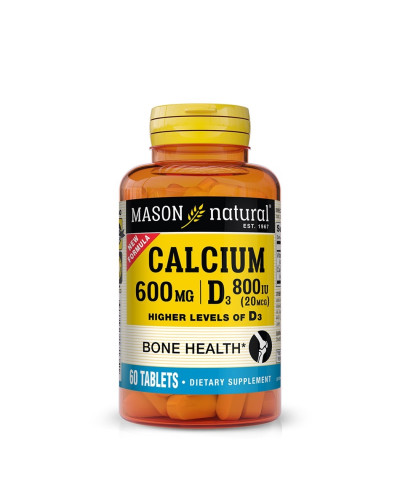 Кальцій 600 мг з Вітаміном D3 800 МО, Calcium 600 mg з Vitamin D3 800 IU, Mason Natural, 60 таблеток