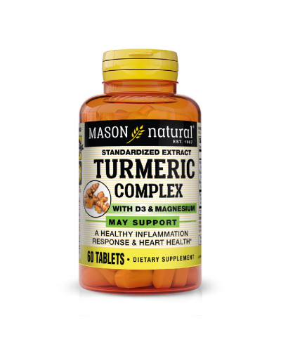 Комплекс куркуми з вітаміном D3 та магнієм, Turmeric Complex With Vitamin D3 & Magnesium, Mason Natural, 60 таблеток