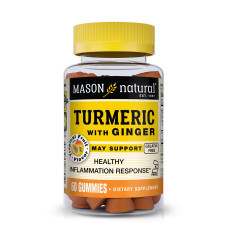 Куркума с имбирем, вкус тропических фруктов, Turmeric with Ginger, Mason Natural, 60 жевательных конфет