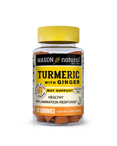 Куркума з імбиром, смак тропічних фруктів, Turmeric with Ginger, Mason Natural, 60 жувальних цукерок