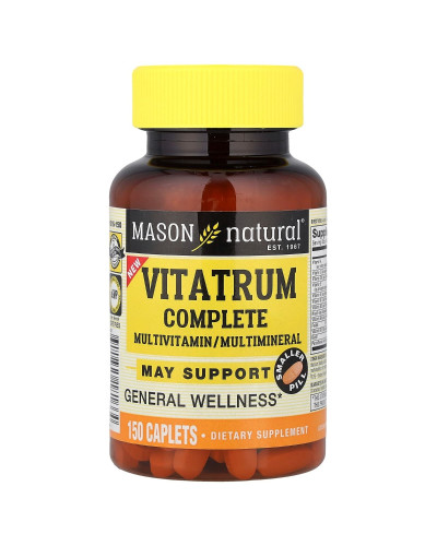 Мультивитамины и мультиминералы, Vitatrum Complete, Mason Natural, 150 каплет
