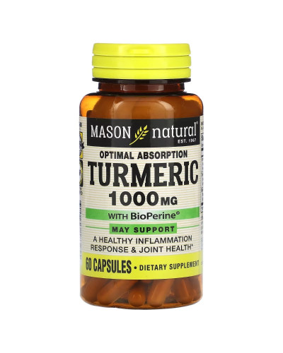 Куркума з біоперином, 1000 мг, Turmeric with BioPerine, Mason Natural, 60 капсул