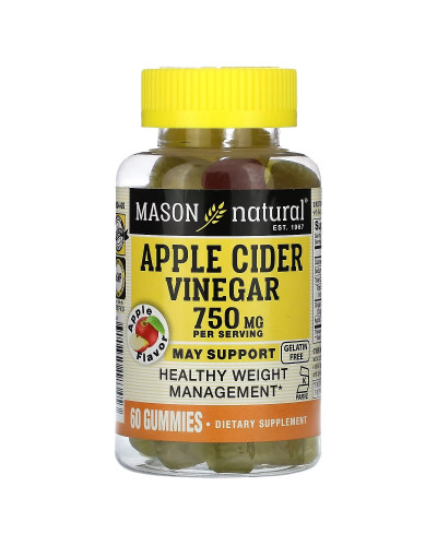 Яблучний уксус, 250 мг, Apple Cider Vinegar, Mason Natural, 60 жувальних конфет