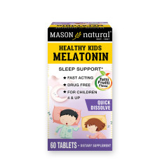 Детский Мелатонин, вкус фруктов, Healthy Kids Melatonin, Mason Natural, 60 таблеток
