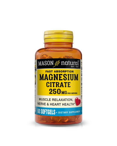 Магний цитрат, 250 мг, Magnesium Citrate, Mason Natural, 60 гелевых капсул.