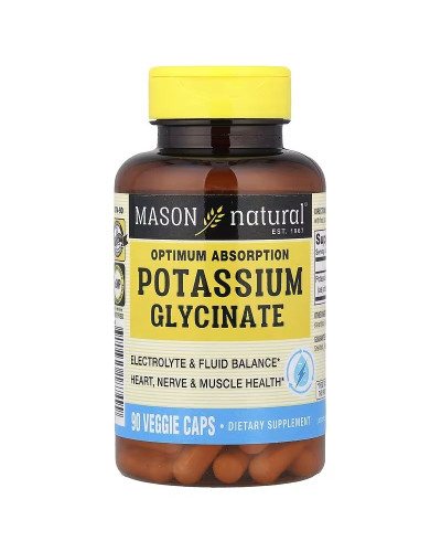 Калій гліцинат, Optimum Absorption Potassium Glycinate, Mason Natural, 90 вегетаріанських капсул