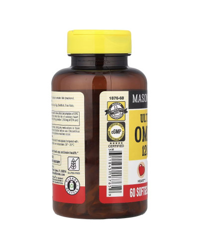 Омега-3, 1200 мг, Ultra Max Omega-3, Mason Natural, 60 гелевих капсул Омега-3, 1200 мг, Ultra Max Omega-3, Mason Natural, 60 гелевих капсул