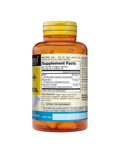NAD+ з ресвератролом, NAD+ Supplement with Resveratrol, Mason Natural, 60 вегетаріанських капсул NAD+ з ресвератролом, NAD+ Supplement with Resveratrol, Mason Natural, 60 вегетаріанських капсул