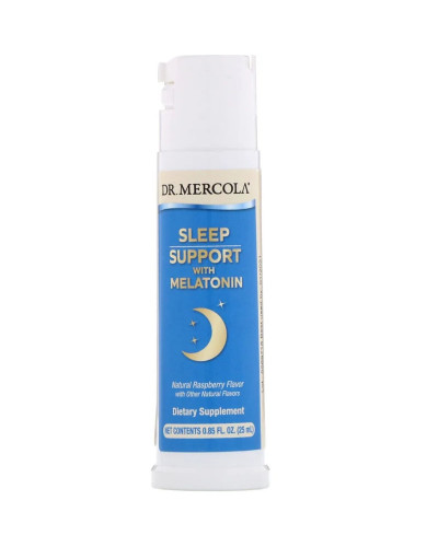 Підтримка сну з мелатоніном, спрей з малиновим смаком, Sleep Support Spray with Melatonin, Dr. Mercola, 25 мл (0,85 рідких унцій)