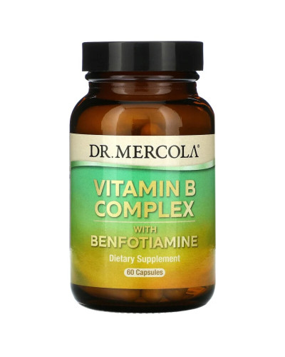 Комплекс Вітамінів B з бенфотіаміном, Vitamin B Complex with Benfotiamine, Dr. Mercola, 60 капсул