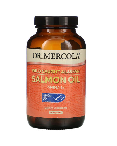 Жир дикого лосося аляски, Wild Caught Alaskan Salmon Oil, Dr. Mercola, 90 капсул