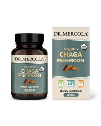 Органический гриб Чага, Organic Chaga Mushroom, Dr. Mercola, 30 таблеток