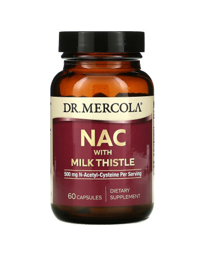 NAC с расторопшей, 500 мг, NAC with Milk Thistle, Dr. Mercola, 60 капсул