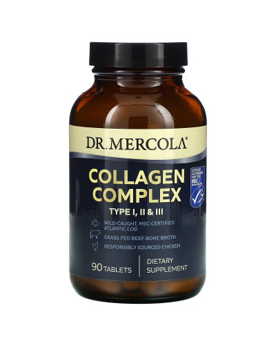 Комплекс колагену, 1, 2 та 3 типу, Collagen Complex, Type I, II & III, Dr. Mercola, 90 таблеток