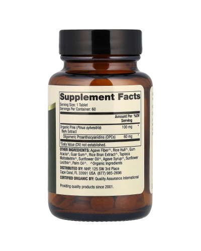Органический экстракт сосновой коры из ОРС, Pine Bark Extract with OPCs, Dr. Mercola, 60 таблеток