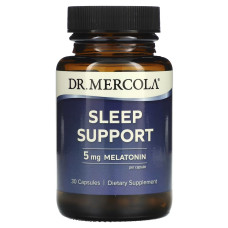 Поддержка сна с Мелатонином, 5 мг, Sleep Support, Dr. Mercola, 30 капсул