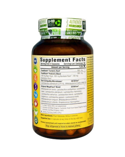 Пробіотики MegaFlora Probiotic with Turmeric, MegaFood, 60 капсул
