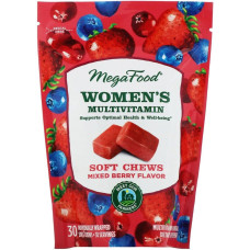 Мультивитамины для женщин, вкус ягод, Women's Multivitamin Soft Chews, Mixed Berry Flavor, MegaFood, 30 мягких жевательных конфет в индивидуальной упаковке