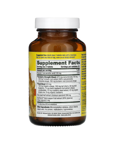 Сила куркуми для всього організму, Turmeric Strength for Whole Body, MegaFood, 60 таблеток