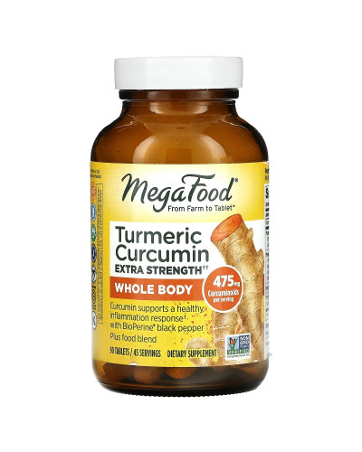 Сила куркуми для всього організму, Turmeric Strength for Whole Body, MegaFood, 90 таблеток