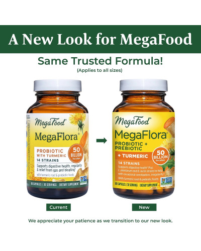 Пробіотики MegaFlora for Over 50, Probiotic with Turmeric, MegaFood, 90 капсул Пробіотики MegaFlora for Over 50, Probiotic with Turmeric, MegaFood, 90 капсул
