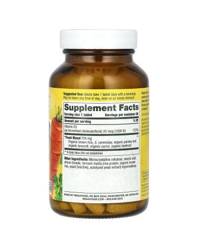 Вітамін D3 1000 IU, Vitamin D3, MegaFood, 60 таблеток Вітамін D3 1000 IU, Vitamin D3, MegaFood, 60 таблеток