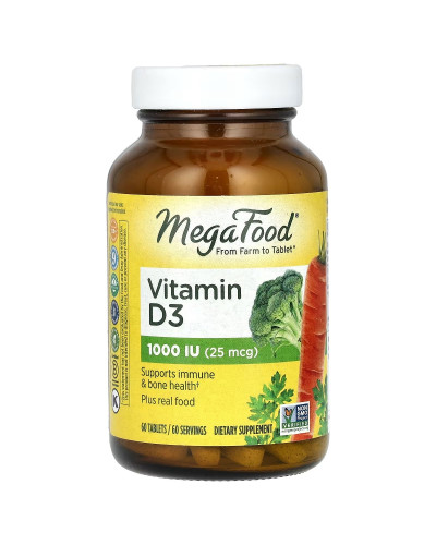 Вітамін D3 1000 IU, Vitamin D3, MegaFood, 60 таблеток Вітамін D3 1000 IU, Vitamin D3, MegaFood, 60 таблеток