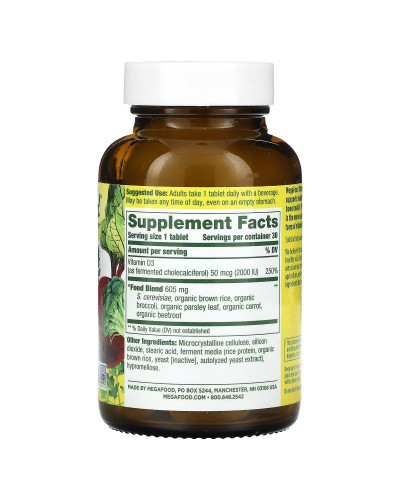 Вітамін D3 2000 IU, Vitamin D3, MegaFood, 30 таблеток