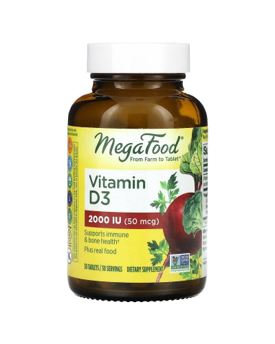 Вітамін D3 2000 IU, Vitamin D3, MegaFood, 30 таблеток