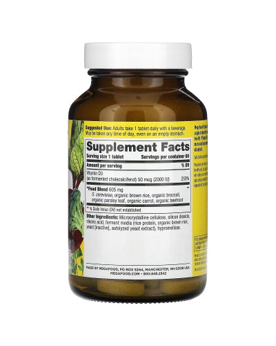 Вітамін D3 2000 IU, Vitamin D3, MegaFood, 60 таблеток Вітамін D3 2000 IU, Vitamin D3, MegaFood, 60 таблеток