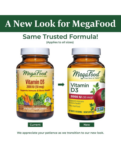 Вітамін D3 2000 IU, Vitamin D3, MegaFood, 60 таблеток Вітамін D3 2000 IU, Vitamin D3, MegaFood, 60 таблеток