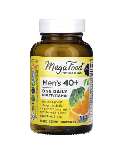 Мультивітаміни для чоловіків 40+, Men Over 40 One Daily, MegaFood, 30 таблеток
