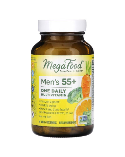 Мультивітаміни для чоловіків 55+, Men Over 55 One Daily, MegaFood, 60 таблеток