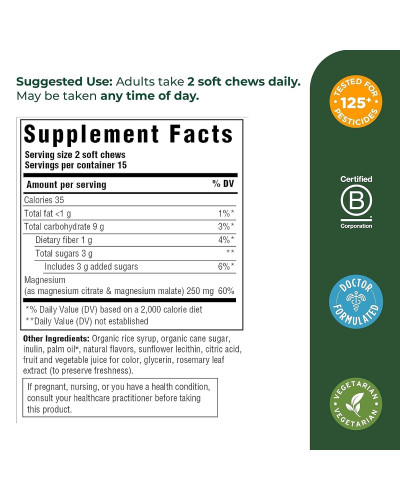 Успокаивающий Магний, вкус винограда, Relax + Calm Magnesium Soft Chews, Grape, MegaFood, 30 мягких жевательных конфет в индивидуальной упаковке