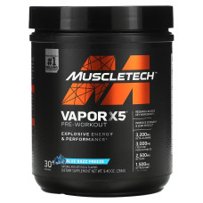Предтренировочный комплекс, Blue Razz Freeze, VaporX5, Muscletech, 266 гр