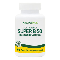 Супер В-Комплекс, В-50, Super B-50, Natures Plus, 90 Вегетарианских Капсул