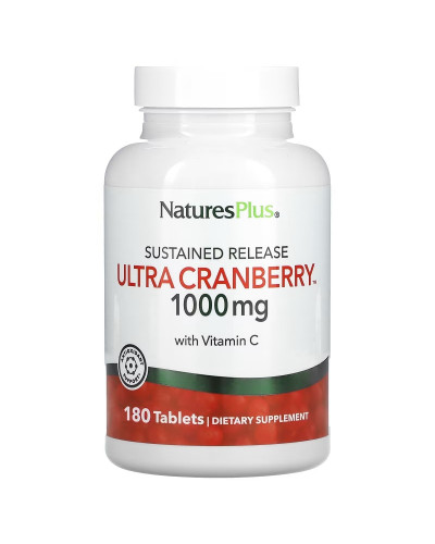 Ультра Журавлина 1000 мг, з уповільненим вивільненням, Ultra Cranberry, Natures Plus, 180 таблеток