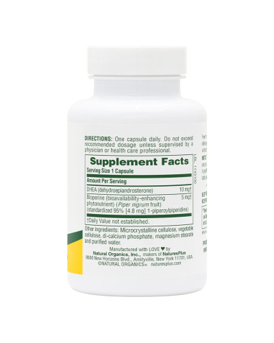Дегідроепіандростерон з біоперином, 10 мг, DHEA-10 With Bioperine, Natures Plus, 90 Вегетаріанських Капсул