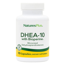 Дегидроэпиандростерон с биоперином, 10 мг, DHEA-10 With Bioperine, Natures Plus, 90 Вегетарианских Капсул