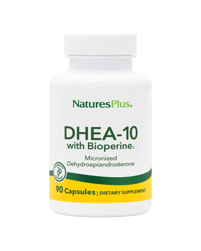 Дегідроепіандростерон з біоперином, 10 мг, DHEA-10 With Bioperine, Natures Plus, 90 Вегетаріанських Капсул