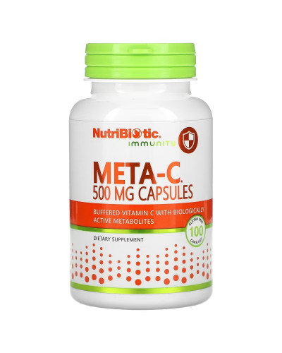 Буферизованный витамин С с метаболитами, 500 мг, Meta-C, Immunity, NutriBiotic, 100 капсул