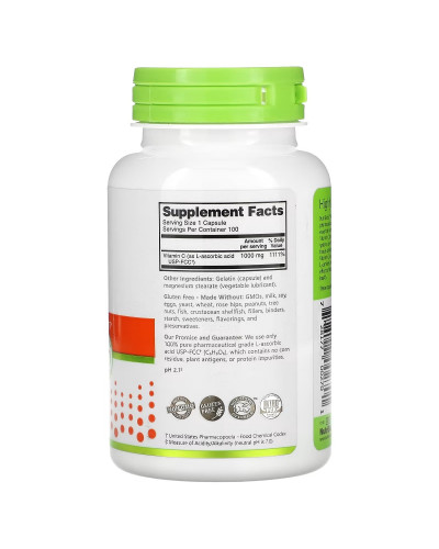 Витамин C, 1000 мг, Vitamin C, NutriBiotic, 100 капсул Витамин C, 1000 мг, Vitamin C, NutriBiotic, 100 капсул