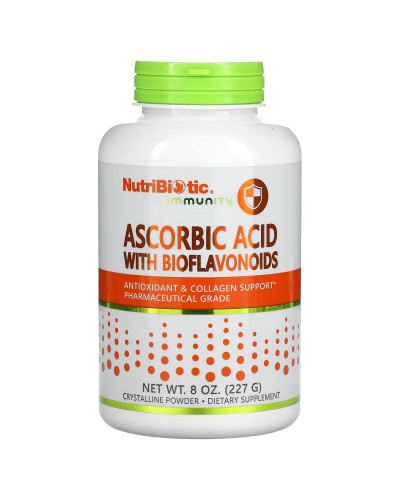 Аскорбиновая кислота с биофлавоноидами в порошке, Ascorbic Acid with Bioflavonoids, NutriBiotic, 227 гр