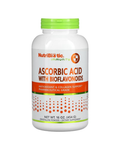 Аскорбиновая кислота с биофлавоноидами в порошке, Ascorbic Acid with Bioflavonoids, NutriBiotic, 454 гр