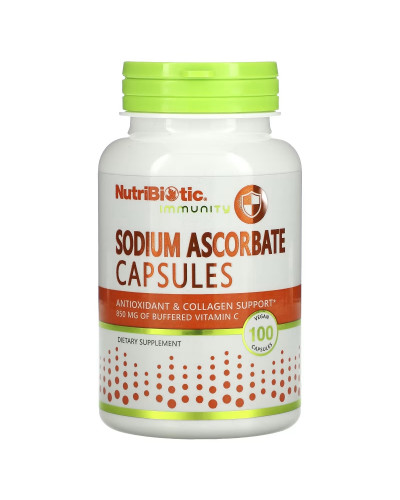 Аскорбат натрия, Sodium Ascorbate, NutriBiotic, 100 вегетарианских капсул